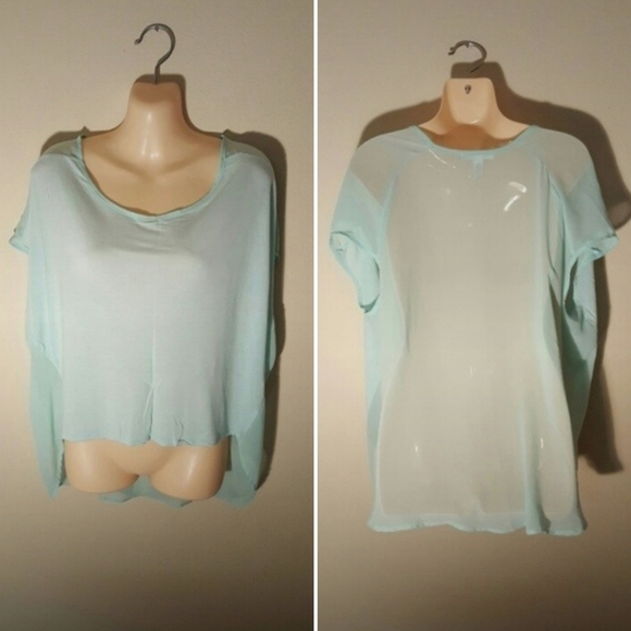 Mint HiLo Blouse w/ Sheer Back - Picture 1 of 2